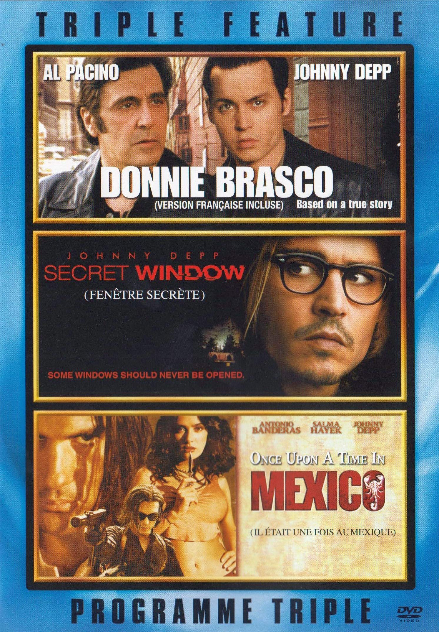 Triple Feature Donnie Brasco, Secret Window, Once Upon A Time In Mexico on MovieShack